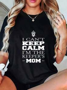 Camiseta de fútbol para madres arquero% algodón, divertida, con la frase 'No puedo mantener la calma', regalo para arquero - Estilo callejero vintage, unisex, de algodón, manga corta, cuello redondo. - Negro - Ver 5