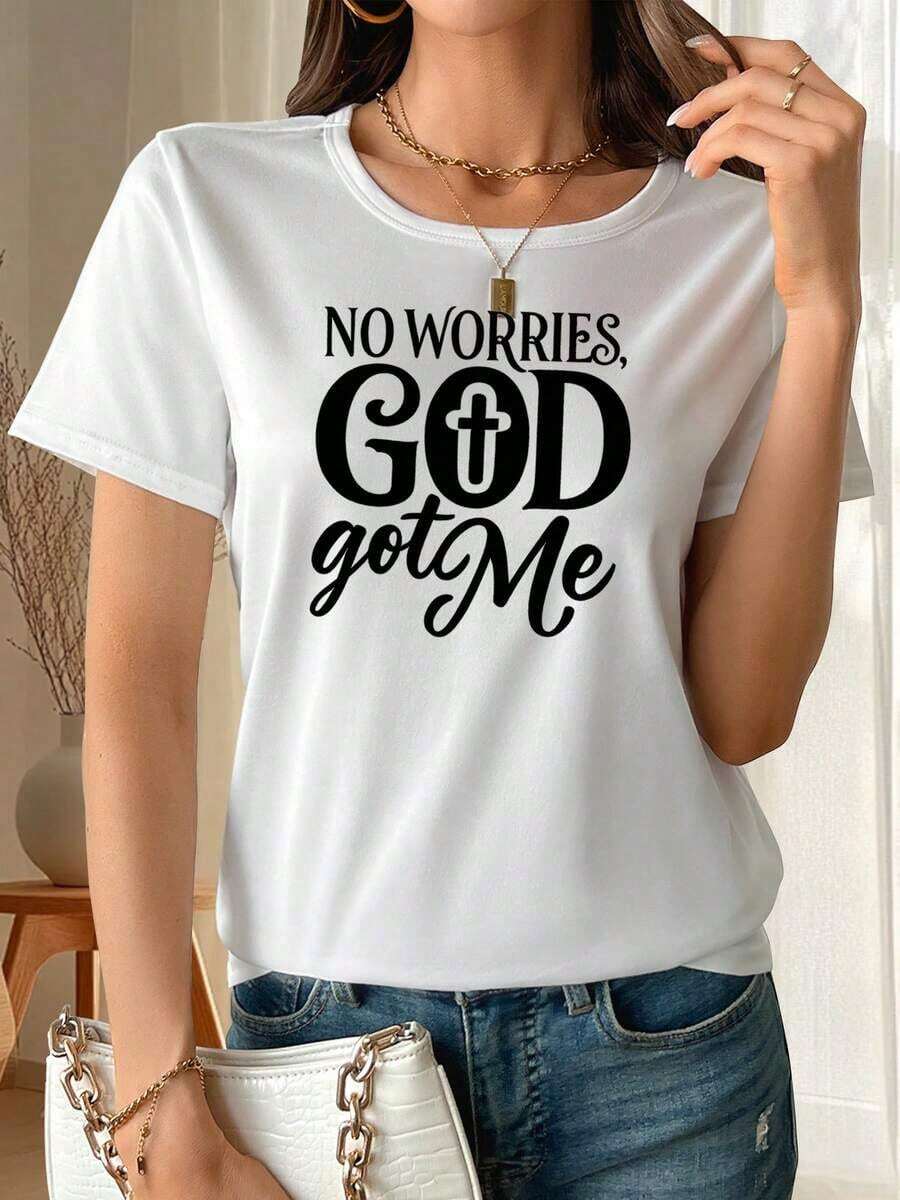 Women's T-Shirts Breathable And Soft Medium Stretch Fabric, Polyester Material Women's T-Shirts, Regular Length Women's Tops, Printed With Faith Copy - Perfect Gift Choice, Tops Options For Women Blusas Para Mujer Camisa - Blanco - Ver 1