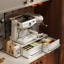 コーヒー用品収納ラック、二層防塵卓上コーヒーカップホルダー、カウンタートップコーヒーラック、積み重ね可能な多層収納キャビネット、キッチンバーカウンター収納整理ツール - 引き出し付きのコーヒー棚 - チェックする 4