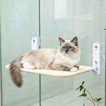 1pc Hanging Cat Hammock, Foldable With Suction Cups To Attach On Window Glass, Multiple Can Form A Ladder, Easy To Disassemble And Store Without Occupying Space - 1 Khaki Pet Hammock - View 8