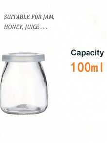 7pcs Reusable Transparent Glass Jars With PE Lids, Glass Storage Jars, Pudding Containers, Sauce Jars, Suitable For Yogurt, Pudding, Milk, Jam, Jelly, Mousse And Honey, Round Flip-Top Storage Containers, Kitchen Supplies, Perfect For Kitchen Organization - Multicolor - View 7