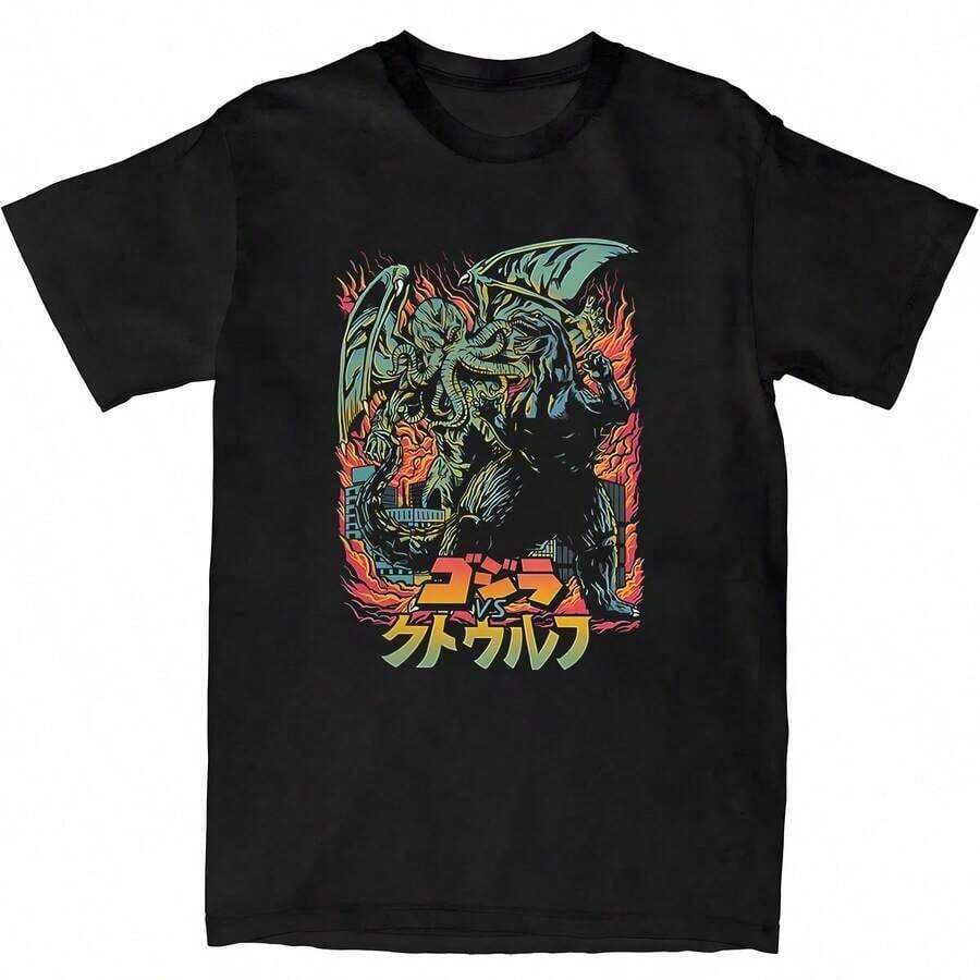 Waiting For Something To Happen Omori Cat Print Women T-Shirt Shirt Harajuku Short Sleeve O-Neck T-Shirt Tee Tops Clothing - 黑色 3 - 查看 1