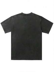 1 pieza de camiseta oversize de 230 g/m² hecha a mano con cariño - Estampado vintage de rosa de la brumela y náutico, manga corta, cuello redondo, aspecto lavado en gris oscuro/negro para uso casual de verano, playa, navegación y uso diario, TALLA GRANDE Camia Elegant Mujer Motif Ropa de Mujer 180g Algodón 100%. - Negro - Ver 3