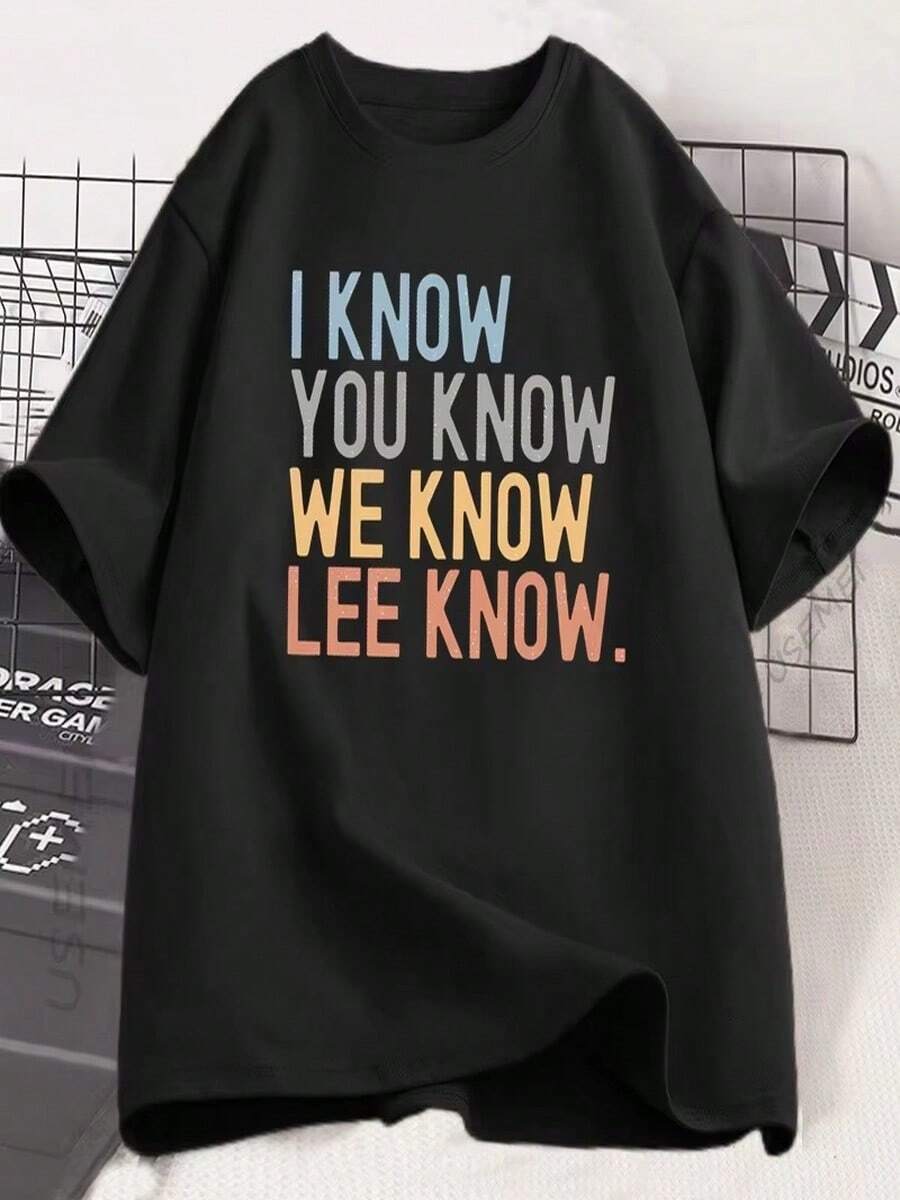 Camiseta unisex de algodón con estampado de manga corta "Sé que conoces a Min-ho", camiseta de cuello redondo para verano, ropa de mujer. - Negro - Ver 1