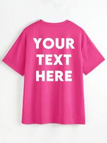 Customizable Personalized Women's Sports T-Shirt Front And Back Add Custom Text Choose Color And Font Sports Gift Ideas - Hot Pink - View 3
