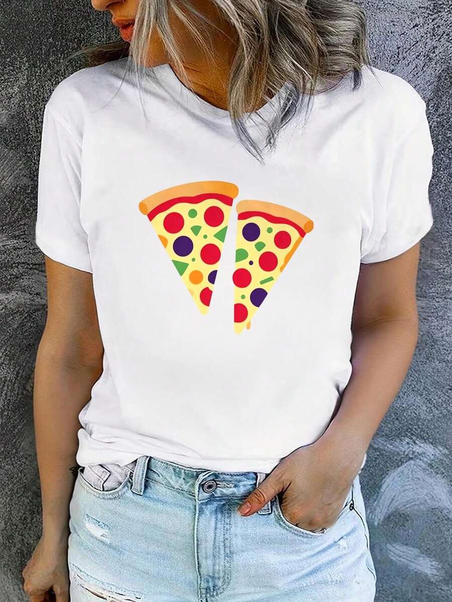 Camiseta de verano para mujer, de manga corta y estampada, moderna y casual, lavable a máquina, ajuste cómodo, estampado plano 2D. - Blanco_08 - Ver 1