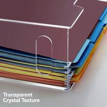Transparent Acrylic A4 File Storage Box, Clear PMMA Office Organizer Rack With Hooks And Internal File Folders - Sets - View 3