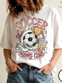 Camiseta Soccer Moms Club , Camiseta de Fútbol para Mujer a la Moda, Autorizada por la  para la Copa del Mundo, Camiseta de Alta Calidad para Mujeres y Hombres, Camiseta Casual de Verano de Manga Corta con Estampado, para Uso Diario en Casa, Fitness, Deportes al Aire Libre, Vacaciones en la Playa, Transpirable. - Blanco - Ver 7