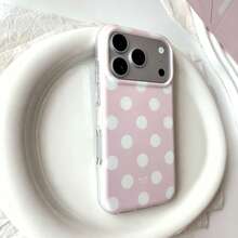 Cute Polka Dot Soft Feeling Phone Case Compatible With Iphone 17 Pro Max, 16, 15, 14, 13, Fresh And Elegant Polka Dot Phone Protective Cover For Women - Pink - View 4