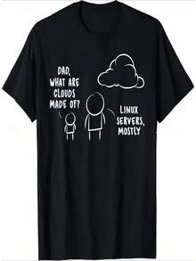 Camisetas unisex de manga corta con divertidos emojis de programadores y dise?os de computación en la nube; ideales para desarrolladores de software; ropa urbana informal unisex. - Negro - Ver 1