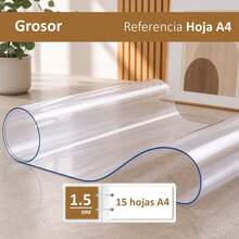 Mercury Textil Transparent PVC Table Protector, 1.5mm Thick Tablecloth For Rectangular And Round Tables, Waterproof, Trimmable, Durable And Stain Resistant. Variety Of Sizes ✅ 24/48h Delivery ✅ Fast Delivery - Transparent - View 5