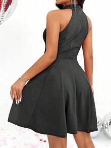 Vestido sin mangas con cuello halter para ropa de Año Nuevo - Gris - Ver 3