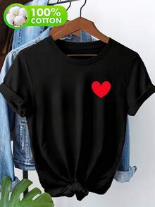 100% T-Shirt, Casual Short-Sleeved Top, Printed With An Artistic "C'est La Vie" Design In French-Style Red, Machine Washable, Suitable For Casual Wear And As A Fashionable T-Shirt, Made Of Comfortable Materials, Specially Designed For Fashion Lovers. - 白色2 - 查看 2