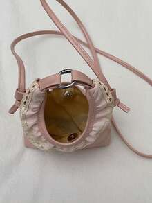 Lace Trim Handbag, Pastel Macaron Color Crossbody Bag, Pleated Cute Mini Purse - Multicolor - View 7