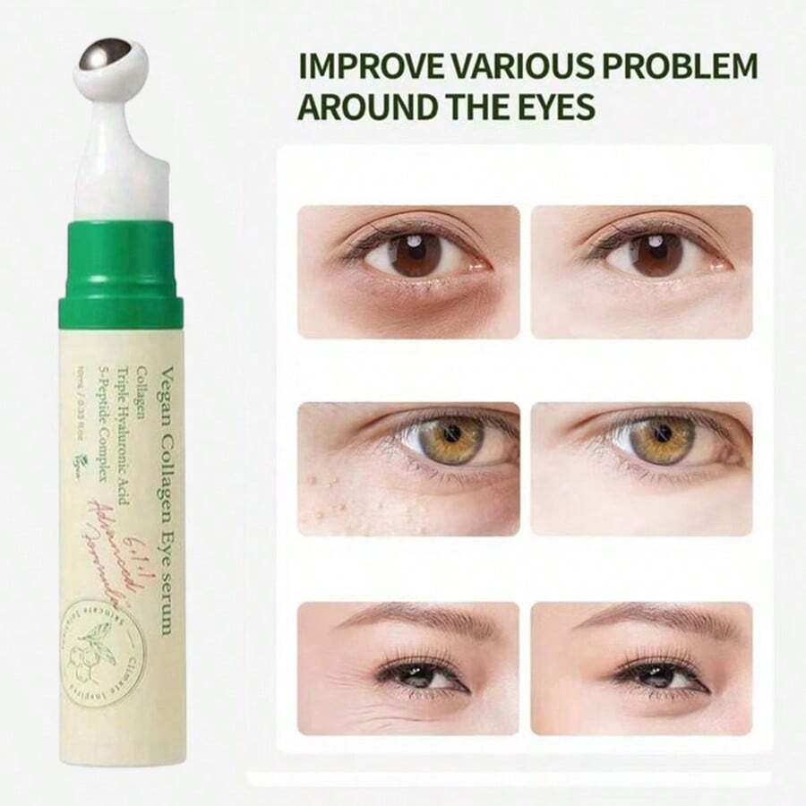 360°滚珠眼部精华,紧致平滑金属滚珠涂抹器,有效改善眼袋和疲劳 - 清爽不油腻,快速吸收 - 美容护肤 - 杏色 - 查看 1