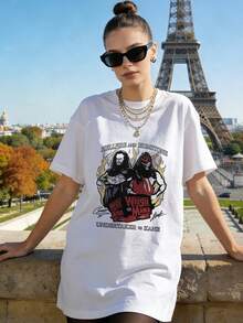 Camiseta de manga corta con cuello redondo suave y casual de verano para mujer, tops para salir, algodón, vintage, estilo callejero europeo y americano, casual deportivo, estilo unisex, estilo casual urbano, tops bonitos, Gen Z, curvas, ropa Y2K, camisetas divertidas, tops para damas, conjuntos de vacaciones para mujer, top lindo, camiseta gráfica, conjuntos de primavera, camisetas holgadas, ropa de calle retro, estilo de los 90, estilo de los 2000, subcultura, top negro, tops blancos, atuendo de fiesta de los 90. Blanco - Blanco - Ver 3