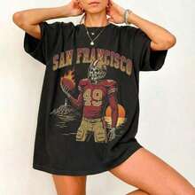 Camiseta de Fútbol Americano de San Francisco 2026, Camiseta Vintage de San Francisco, Camiseta de Jugador con Diseño de Esqueleto, Camiseta Estampada Retro Estilo 49ers para Mujer - Negro - Ver 7