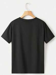 Loose-Fitting, Round-Neck, Short-Sleeved T-Shirt For Women With A Print Of Lines, Geometric Patterns, And Letters. - 黑色 - 查看 5