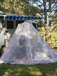 1pc White Household 4-Door Mosquito Net, Summer Anti-Mosquito Netting, Bedding For Double Bed - Single White - View 3