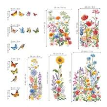 Decalmile - Calcomanías de ventana de doble cara para flores silvestres y mariposas, anticolisiones, puertas de vidrio, ventanas, calcomanías - Flor de jardín - Ver 5