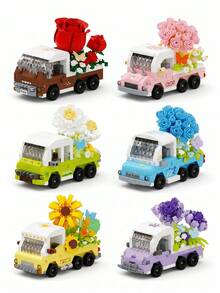 352 pezzi Set di mattoncini da costruzione mini per ragazzi e adulti dai 14 anni in su, kit di assemblaggio di un camion con girasole giallo, modello da collezione per decorazione da scrivania, giocattolo creativo, regalo per compleanno/festa della mamma - Multicolore - Visualizzare 3