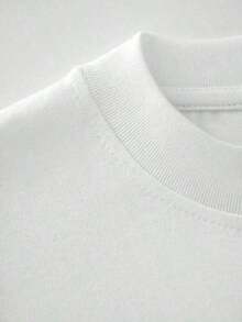 Ropa Curvy En Oferta Y  1 Pieza De Camiseta Unisex De Manga Corta Y Cuello Redondo, Holgada, De 180 G, DiseñAda Por Artistas De Y2K En El Estilo Bababask, Hecha De 100% AlgodóN Puro. Son Informales Y VersáTiles, Adecuados Para Ropa Urbana, Salidas Diarias, Campamentos, Conciertos, Eventos De Hip-Hop, Rock Y Rap, Y Presentan DiseñOs Inspirados En Celebridades. Ideal para festivales, otoño y uso durante todo el año. Oferta Especial En Tallas Grandes Camiseta Deportiva De Manga Corta Y Cuello Redondo Para MujerCamisetas Para Mujer Y2K - Blanco - Ver 3