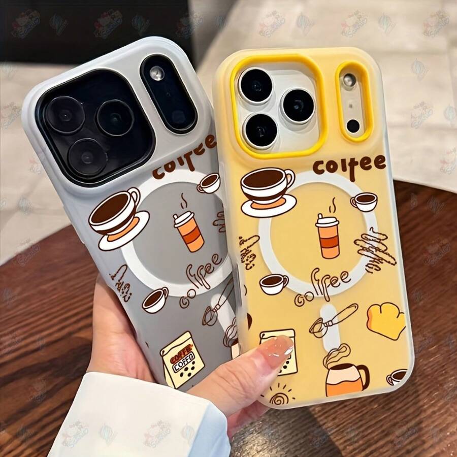 Funda para teléfono - Funda para teléfono adecuada para 17, 15, 15 Plus, 15 Pro, 16, 16 Plus, 16 Pro, 16e, 16 Pro, 17 Pro, 17 Air, 17 ProMax, 14. A prueba de golpes, doble capa, tipo gelatinoso, magnética, regalo de cumpleaños, resistente a arañazos, con diseño de café cálido.Adecuado para varios modelos de : 17, 16, 15, 14, 13, 12, 11, Plus, Air, Pro Max. - Color rosa brillante - Ver 1