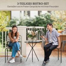 Poly Rattan Garden Furniture Set, 2-Person Garden Lounge Set, 3-Piece Set With 2 Stackable Chairs And A Table, Weather-Resistant, For Garden, Patio Or Balcony, Grey - Grey - View 4