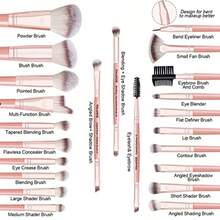 Kit de Brochas de Maquillaje Profesional 23 Piezas - Sintéticas de Alta Calidad - Set de Brochas para Maquillaje Rubor Sombras y Ojos - Facial Rosa - Naranja - Ver 3