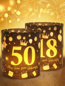 12入黑金配色18歲/50歲生日蛋糕皇冠設計燈罩，18歲/50歲生日派對桌飾，生日燈飾裝飾，18歲生日慶祝裝飾，50歲退休派對裝飾，週年紀念裝飾，生日背景裝飾，生日拍照道具，房間裝飾，居家裝飾，生日禮物，派對伴手禮 - 黑金生日 - 查看 7