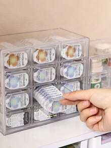 1 pieza Caja de almacenamiento desechable para lentes de contacto, organizador de escritorio portátil a prueba de polvo de gran capacidad transparente - transparente - Ver 3