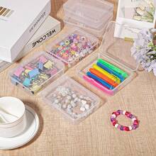 Transparent Plastic Jewelry & Earring Storage Boxes With Hinged Lids - Stackable Organizer Case For Rings, Earplugs, Beads, Trinkets - Portable Durable Containers (White/Transparent) - Compatible With Travel & Use - Clear - View 6