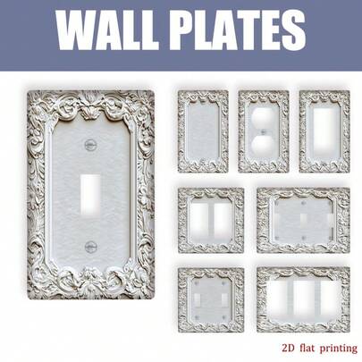 1 chiếc ốp công tắc điện phẳng 2D in hình hươu, chim, cây viền bạc, dễ lắp đặt, trang trí cho nhà bếp và phòng ngủ.