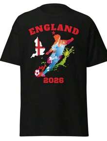 Camiseta gráfica de Inglaterra para hombre, camiseta de Inglaterra, camisetas de verano, tops de verano, conjuntos de vacaciones para mujer, camiseta de algodón para hombre, camiseta de Inglaterra, camiseta de fútbol de Inglaterra 2026, camiseta de fútbol inglés, camiseta clásica unisex de Inglaterra 2026, camiseta de fútbol 2026, conjunto para festivales, conjunto familiar a juego unisex, tallas para adultos y niños, regalo para fanáticos de los deportes. - Negro - Ver 8
