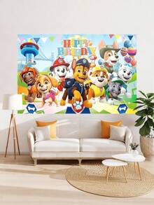 1pc PAW Patrol Theme Backdrop, Featuring Cute Cartoon Characters, New Creative Design, Essential Birthday Party Decoration, Reusable, High-Quality Backdrop, Party Banner And Flag - View 5