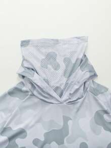 Sudadera con capucha con protección solar y estampado de pesca, camisa de pesca de manga larga transpirable y de secado rápido con protector de cuello integrado para deportes de otoño - Multicolor - Ver 5