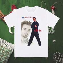 Gildan Nsync N Sync Chris Kirkpatrick 2000 Signature Shirt, Black/White, Various Sizes, 220g. Essential Unisex Cotton T-Shirt, 220g Of Unique Softness. Designed To Fit Everyone, Men And Women Alike. Durable, High-Quality Fabric, Ready For Any Cut, Delicate To The Touch But Built To Last. Lightweight Tops For Women, Perfect For Fall Outfits, Vacation Wear, And New Year's Costumes. - 白色 - 查看 1