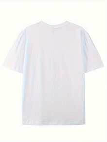 Camiseta de cuello redondo con patrón creativo "No sé hablar coreano", manga corta de verano, top casual para el día a día - Blanco - Ver 2