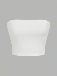 Set de 3 tops cortos ajustados de unicolor minimalista para mujer, apropiados para el verano - Multicolor 2 - Ver 3