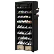 Scarpiera a 10 ripiani con capacità di contenere e organizzare fino a 30 paia di scarpe, con copertura protettiva (58 x 28 x 170 cm) - nero - Visualizzare 9