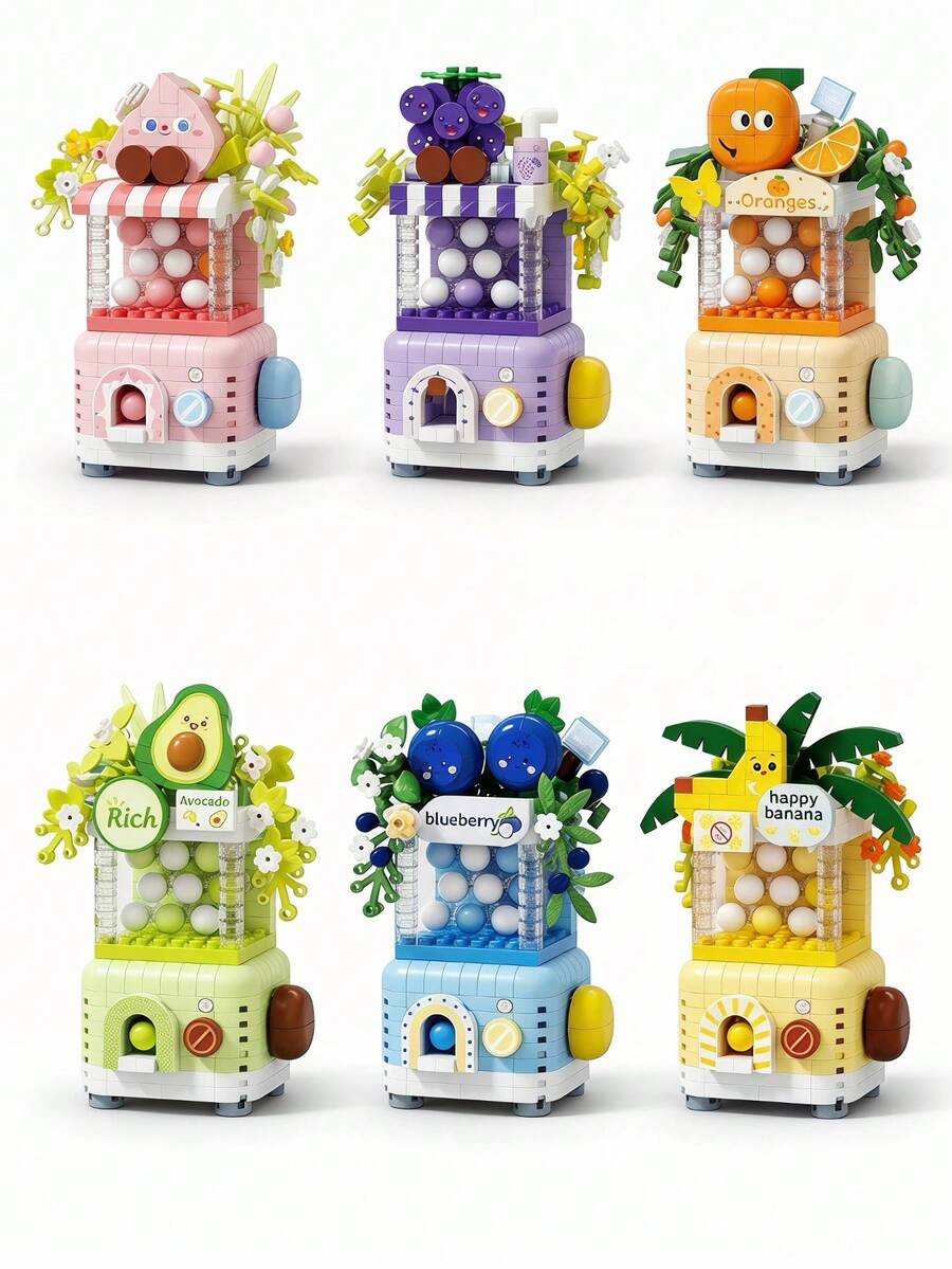 353 piezas Bloques de construcción mini tipo Gashapon con diseño de plátano, Set de micro ladrillos para ensamblar DIY, Rompecabezas 3D de escritorio, Juguete antiestrés, Adecuado para mujeres y adultos de 14+ como regalo de cumpleaños o Día de la Madre