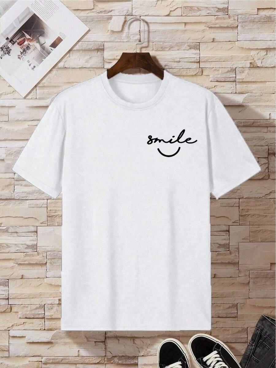 Camiseta de mujer con letras impresas y hombros caídos - Blanco - Ver 1