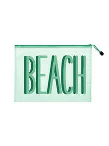 多色防水時尚網格沙灘包,印有彩色「Beach」文字的化妝包,沙灘主題。大容量透明化妝包配尼龍拉鍊盥洗包-輕量,可存放文件、文具、防曬乳、零食、比基尼和沙灘必需品。春夏收納,耐用,非常適合游泳、沙灘、潛水和夏季假期,也適合學生返校使用。 - 彩色 - 查看 17