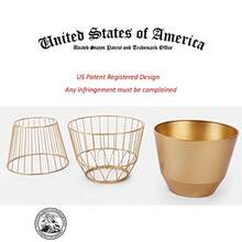 Metal Plant Stand with Pot 12" - Decorative Metal Plant Holder Stand Indoor Gold Plant Stand Modern Flower Potted Rack for Corner Display Living Room Office Modern Home Decor - 17.5" Tall - Aire - Ver 7