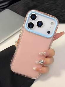 Cute Jelly Candy Color Shockproof Lens Protection Phone Case Compatible With IPhone 17 Pro Max 16 15 14 Pro Max 13 Pro Max 14 15 16 13 17 Simple Solid Color Bumper Cover - Pink - View 7