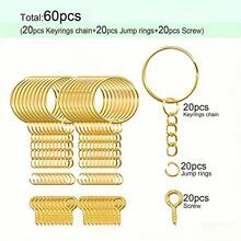 Bộ dụng cụ làm móc khóa bạc và vàng 60/150 chiếc - Bao gồm móc khóa có dây xích, vòng nối và móc vít, thích hợp cho việc tự làm đồ trang sức, cung cấp nguyên liệu cho doanh nghiệp nhỏ và các dự án thủ công. - Móc khóa + Vòng nối + Mắt cừu - Xem 6