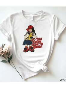 1 Women's White Pure Cotton T-Shirt: "You Know How To Bend Over" Hip-Hop Girl Theme, 180g, 100% Cotton - 白 - 查看 6