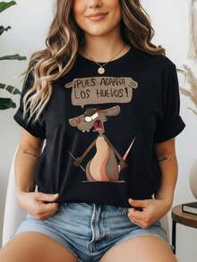 1 Unisex 180g T-Shirt, Round Neck, Loose Fit, With Retro Print Of Dinosaurs And Sunset Palm Trees, Y2K Style Inspired By And, 100% Cotton, Versatile For Summer, Festivals And Streetwear. - 黑色10 - 查看 6