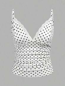 Set de 3 camisetas de mujer con lunares blancos y negros y encaje - Multicolor 3 - Ver 4