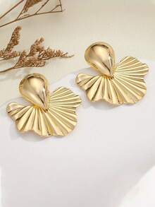 YUNCHUN 1 Pair Stainless Steel Shell Hoop Earrings, Fashionable And Versatile For Summer Travel, Beach Walks, Holidays And More - Gold - View 5